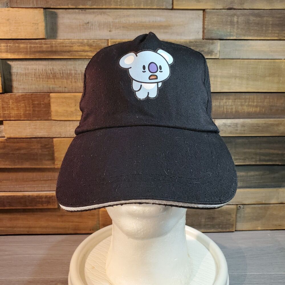 BTS Bear Hat Black BT21 Moya K-Pop Strapback Slouch Dad Cap Koala Anime Art